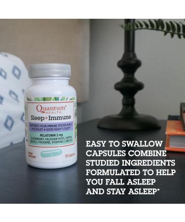 Quantum Health Sleep Immune Support Supplement Melatonin 2mg L Theanine & Valerian Root Plus Elderberry Vitamin C & D Immunity Boost 30 Capsules - Buy Online on GoSupps.com