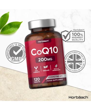 Coenzyme Q10 200mg | High Strength CoQ10 Tablets | 120 Count | Suitable for Vegetarians & Vegans | by Horbaach - Buy Online on GoSupps.com