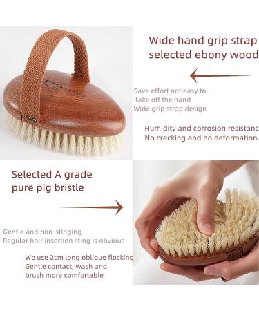 Premium Dry Brushing Shower Brush for Soft, Glowing Skin | Exfoliating Body Brush for Cellulite Removal | Portable Dry/Wet Brush for Dead Skin | Ebony Water Drop Design - Buy Online on GoSupps.com