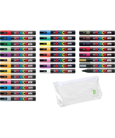  29 5M Medium Posca Markers with Reversible Tips, Set of  Acrylic Paint Pens for Art Supplies, Fabric Paint, Fabric/Art Markers :  Office Products