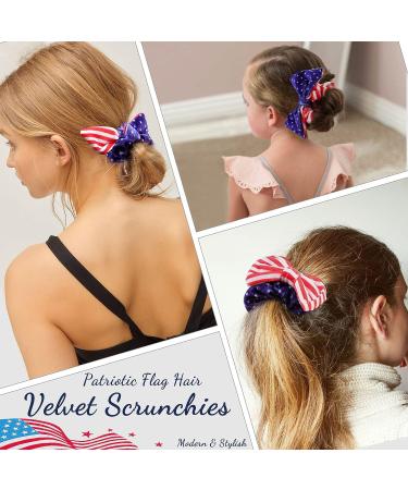 4 PCS American Velvet Patriotic Scrunchies | 4th of July Hair Ties for Women and Girls - Buy Online on GoSupps.com