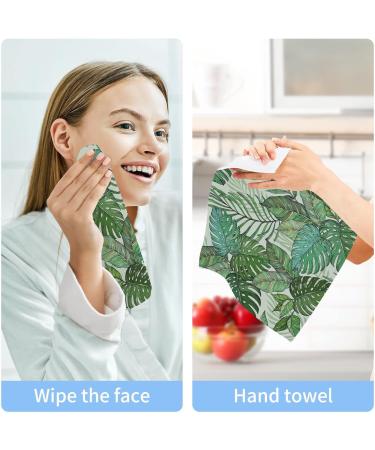 ALAZA Tropical Palm Jungle Leaves Wash Cloth Set - 6 Pack of Cotton Face Cloths | Highly Absorbent and Soft Fingertip Towels - Buy Online on GoSupps.com