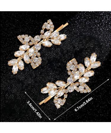 Gold Rhinestone Leaf Wedding Hair Clips - 4 Piece Bridal Hairpin Set | Elegant Hair Accessories for Women and Girls - Buy Online on GoSupps.com