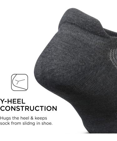 Feetures High Performance Cushion No Show Tab Running Socks - Unisex Athletic Ankle Socks - Moisture Wicking - Heather Gray - Buy Online on GoSupps.com