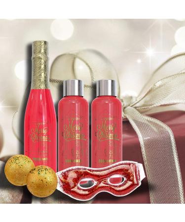 Red Rose Jasmine Home Spa Set: Bath and Body Gift Box for Him | Christmas Gifts | Fragrant Bubble Bath, Gold Bath Bombs, Red Glitter Gel Eye Mask and More - Buy Online on GoSupps.com