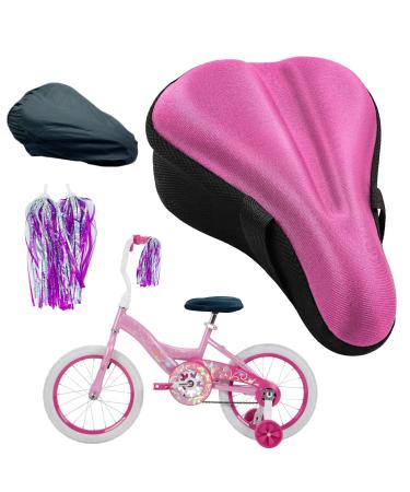 TOMDLING Kids Gel Bike Seat Cushion Cover, Breathable Memory Foam Child Bike Seat Cover, Seat Cushion for Children's Bicycle, with Water and Dust Resistant Cover, 9"x6" Pink