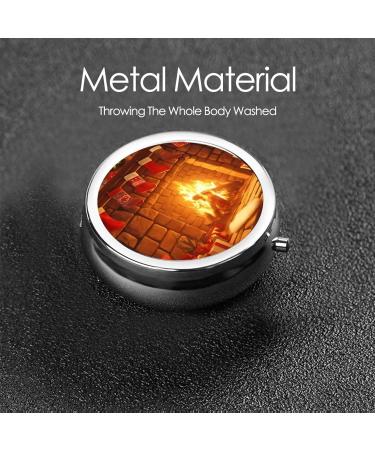 Warm Christmas Portable Metal Pill Box - Round Mini 3-Compartment Hinged Fastening - Perfect for Small Pills & Travel - Black - Buy Online on GoSupps.com