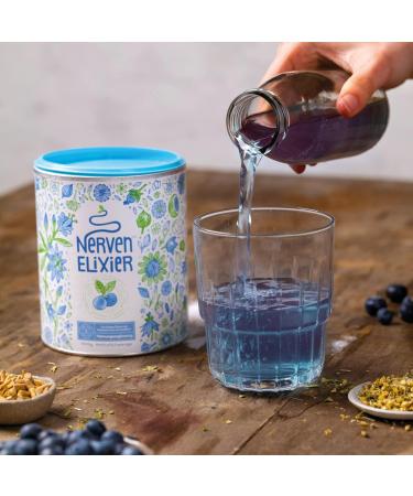 Nerve Elixir - Natural Stress Relief & Relaxation Powder | Melatonin Magnesium B Vitamins & Amino Acids | Blueberry Flavor - 400g - Buy Online on GoSupps.com