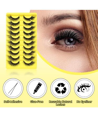 Natural Cat Eye Lashes - 3D Wispy Fox Eye Fake Lashes | Reusable Soft & Lightweight | 10 Pairs for Beginners - Buy Online on GoSupps.com