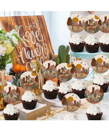 Sursurprise 36Pcs Desert Cupcake Toppers for Desert Cactus Baby Shower Decorations Arizona Wedding Western Cowboy Horse Birthday Party Supplies - Buy Online on GoSupps.com