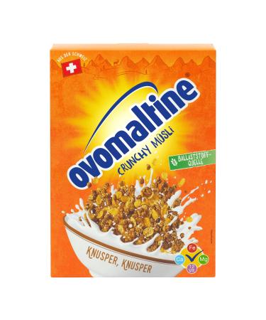 Wander AG Ovomaltine Crunchy Muesli chocolate crunchy muesli with unique mix of breakfast cereals and Ovomaltine with valuable vitamins fiber and minerals 1 x 450 g