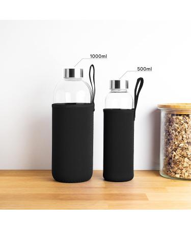 Buy Noma 1L Glass Bottle with Neoprene Cover - Durable Sports & Outdoor Water Bottle | Available in 500ml & 1000ml - Perfect for Office & School - Buy Online on GoSupps.com