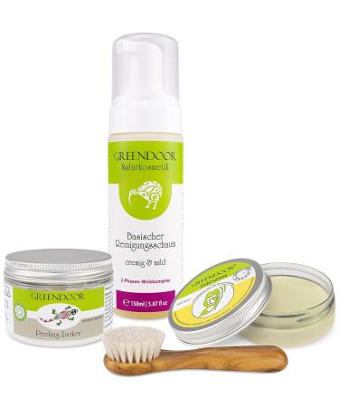 Greenendoor Anti-Pimple Set | Exclusive Natural Cosmetics - Balm Foam Peeling & Olive Wood Brush | Cruelty-Free Skincare - Buy Online on GoSupps.com