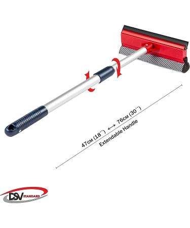 DSV Standard Professional All-Purpose Window Squeegee | Dual Blade Rubber & Sponge | Telescopic Pole 47-74cm | For Gas Station, Glass, Shower, Windshield - Buy Online on GoSupps.com