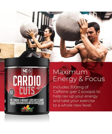 Cardio Cuts NDS Nutrition 4.0 Pre Workout Supplement - Advanced Weight Loss and Pre Cardio Formula with L-Carnitine CLA MCTs L-Glutamine and Safflower Oil - Gummy Rush (40 Servings) - Buy Online on GoSupps.com