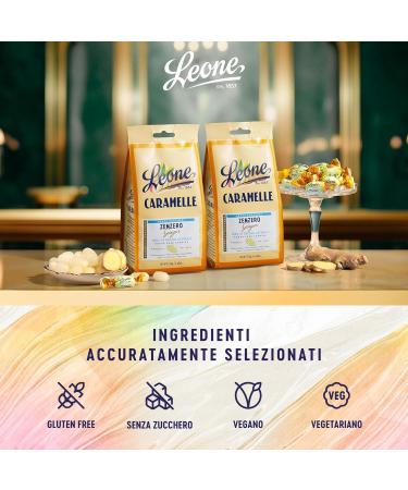 Leone depuis 1857 - Bonbons sans sucre Gingembre - Bonbons au Gingembre Sans Gluten et V gans - 2 Sachets de Bonbons Durs de 125g (2 x 125g) - Buy Online on GoSupps.com