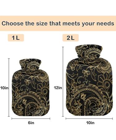 NAANLE 1L Hot Water Bottle - 3D Paisley Floral Design for Pain Relief & Warmth - Ideal for Back Hand and Foot Therapy - Buy Online on GoSupps.com
