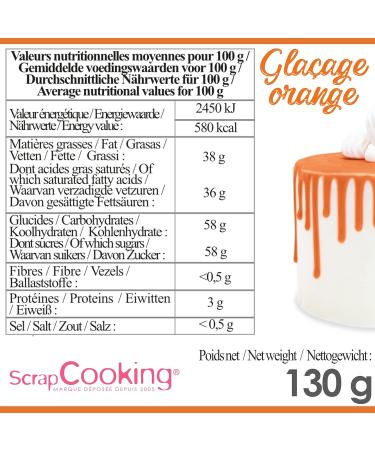 ScrapCooking Drip Cake Glaze Orange 130g | Quick-Drying Decoration for Cakes Pies & Donuts - Perfect for Birthdays & Halloween - Buy Online on GoSupps.com