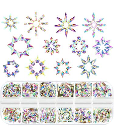 360 Pieces Rhinestones for Nails Multi Shapes Acrylic Crystal Nail Stones 12 Styles Flat Back Crystals Decorations Flat Back Gems for Nail Art Craft DIY (AB Color) - Buy Online on GoSupps.com