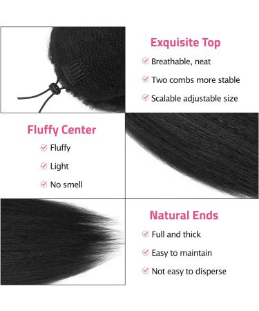 Allyreetress Natural Black Yaki Drawstring Ponytail Extension for Black Women Kinky Staight Up Down Ponytails Synthetic Hair Extensions 20 Inches Clip in (1B Black) 20 inches 1B - Buy Online on GoSupps.com