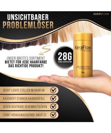 KeraFlow Premium Hair Thickening Powder - Full Hair in 30 Seconds - Hair Fibers to Conceal Light Hair and Bald Areas - 28g (Dark Brown) - Buy Online on GoSupps.com