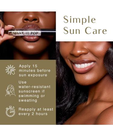 BLACK GIRL SUNSCREEN Make It Pop Sungloss for Women - SPF 50 Lip Gloss Sunscreen Sungloss Sun Protection for Skin Hydrating & Moisturizing Care Adds Shine - Clear Skies 0.13 fl oz Clear Skies ( 1 Pack) - Buy Online on GoSupps.com