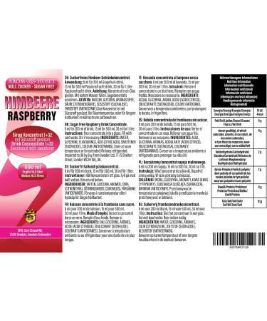 Raspberry concentrate 500 ml gives 165 L of drink mixing ratio 132 readytodrink drink raspberry syrup without sugar highly concentrated raspberry flavor - Buy Online on GoSupps.com