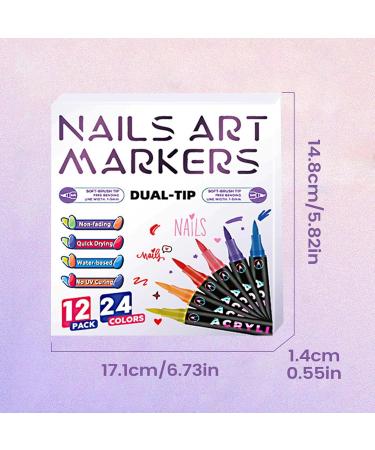Nails-Art Lot de 24 marqueurs double extr mit pour la peinture des ongles 24 couleurs pour loisirs cr atifs salons domicile d butants pas de durcissement UV n cessaire - Buy Online on GoSupps.com