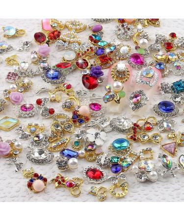 Dornail 50pcs Gold & Silver Nail Charms for Acrylic Nails - Mix Styles 3D Rhinestones, Metal Gems, Zircon Crystals - Nail Decorations for Nail Art - Buy Online on GoSupps.com