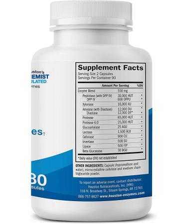 TriEnza Digestive Enzyme for Intolerances | Houston Enzymes 180 Capsules - Buy Online on GoSupps.com