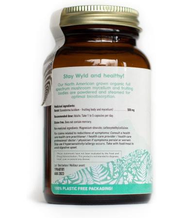 Stay Wyld - Organic Reishi Mushroom Supplement Capsules - Natural Mood and Mental Support - Mushroom Supplement For Mental Wellness and Calm - 100% Canadian Grown - 60 Capsules - Buy Online on GoSupps.com