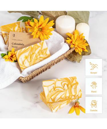 Buy Lubiu Marigold Soap - 100g Handmade Natural Shower & Hand Soap for Men Women & Children | Ideal Solid Soap Gift - Buy Online on GoSupps.com