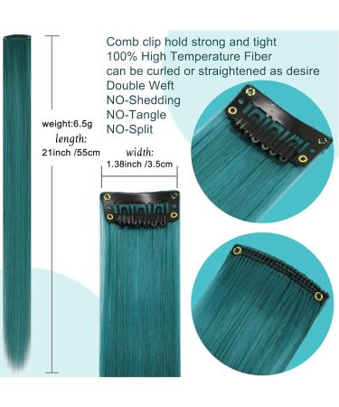 Shop 21-Inch Shkjchp Colored Clip-In Hair Extensions - Vibrant Blue & Dark Turquoise Highlights for Girls | 12PCS Party Hair Accessories - Buy Online on GoSupps.com