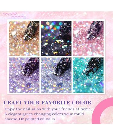 INGPING Glitter Gel Nail Polish Set - 6 Sparkly Colors for Women DIY Nail Art - Dazzling Diamond Varnish - Soak Off UV LED - 8ml - Buy Online on GoSupps.com