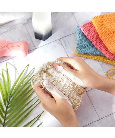 5-Pack Soap Saver Bags - Natural Sisal Exfoliating Pouches for Shower & Bath (White, Pink, Blue, Yellow, Orange) - Buy Online on GoSupps.com