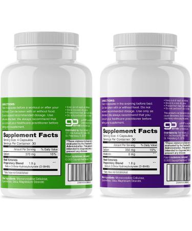 Real Ketones Melatonin Day & Nighttime Keto Pills - 30 Day Supply, 2000mg D-BHB Exogenous BHB Supplement Capsules for AM & PM Ketosis - Buy Online on GoSupps.com