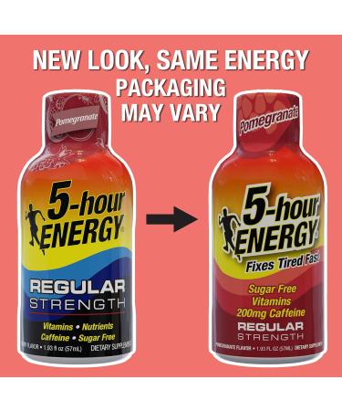 5-hour ENERGY Regular Strength Energy Shot  -  Pomegranate Regular Strength -  24 Count - 1.93 Oz  - Buy Online on GoSupps.com