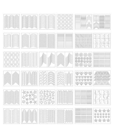 1275 Pieces 49 Designs Nail Art Stencils French Tip Guides Stickers Form Fringe Guides Vinyl 36 Sheets