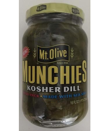 Mt. Olive Munchies Kosher Dill Pickles Made with Sea Salt Vegan Gluten Free 16 oz. - Buy Online on GoSupps.com