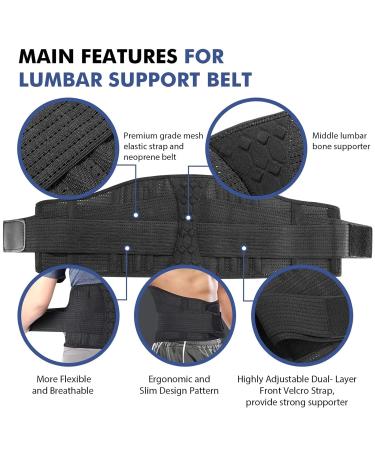 Buy Ergonomic Lumbar Support Lower Back Brace - Lightweight Waist Support Belt for Men & Women | Relieve Pain & Improve Posture | Black Small - Buy Online on GoSupps.com