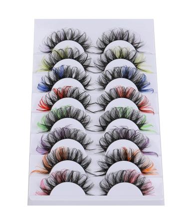 Yawamica Colored Wispy Fluffy Russian Strip Lashes - 8 Pairs (8 Colors) | D Curl False Eyelashes for Colored Lash Extensions - Buy Online on GoSupps.com