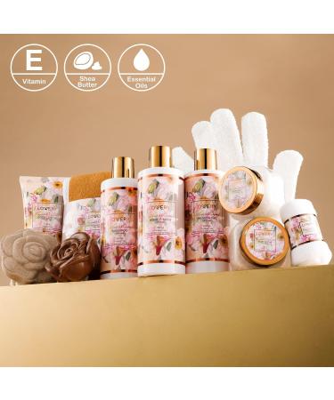 Birthday Spa Gift Basket for Women | 13pc Coconut Caramel Self Care Set - Bubble Bath Lotion Bath Bomb & More - Buy Online on GoSupps.com