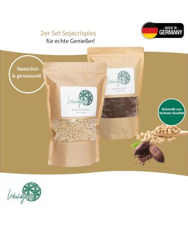 Vitalityballs - 2 Set 60% Protein Soy Crispies (Nature & Cocoa) - 1000g | Sugar-Free Topping for Muesli Salads & Fitness - Buy Online on GoSupps.com