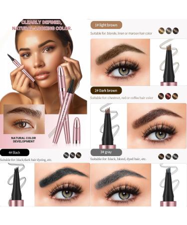 3D Waterproof Microblading Eyebrow Pen - Long-lasting Natural Precision Brow Pencil for Women - Smudge-proof Dark Brown (2 - Buy Online on GoSupps.com
