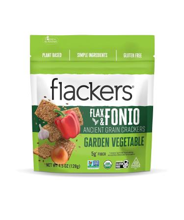 Flackers Organic Flax & Fonio Ancient Grain Crackers - Garden Vegetable - 4.5 Oz.