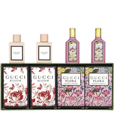 Gucci Variety for Women - 4 Pc Mini Gift Set 2 x 0.16oz Bloom EDP Spray 2 x 0.16oz Flora EDP Spray