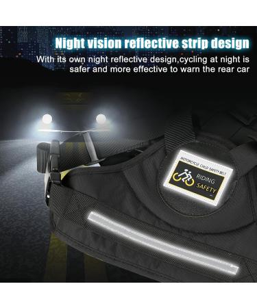 Motorcycle Children's Belt - Adjustable Bike Safety Seat Belt with Reflective Stripes | 1-12 Years (Black) - Buy Online on GoSupps.com