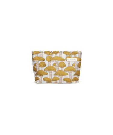 The Summer Swan | Floral Cosmetic Bag|Large Aesthetic Makeup Bag | Travel Makeup Bag | Personal Item Bag | Makeup Pouch For Purse | Skincare Bag (Mushroom Yellow)