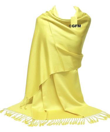 GFM Smooth Shiny Surface Pashmina Style Scarf - Light Yellow - Buy Online on GoSupps.com