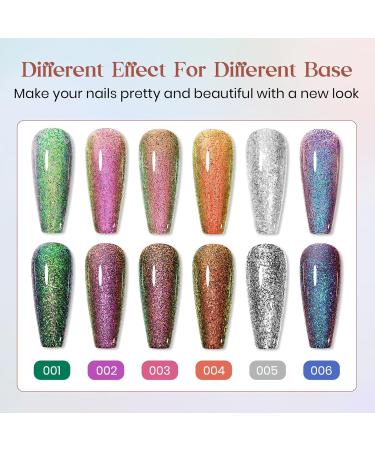 MIZHSE Holographic Glitter Gel Nail Polish - Gold Chameleon Sequin Glossy UV/LED Soak Off Manicure Set 10ml for Home & Salon - Buy Online on GoSupps.com